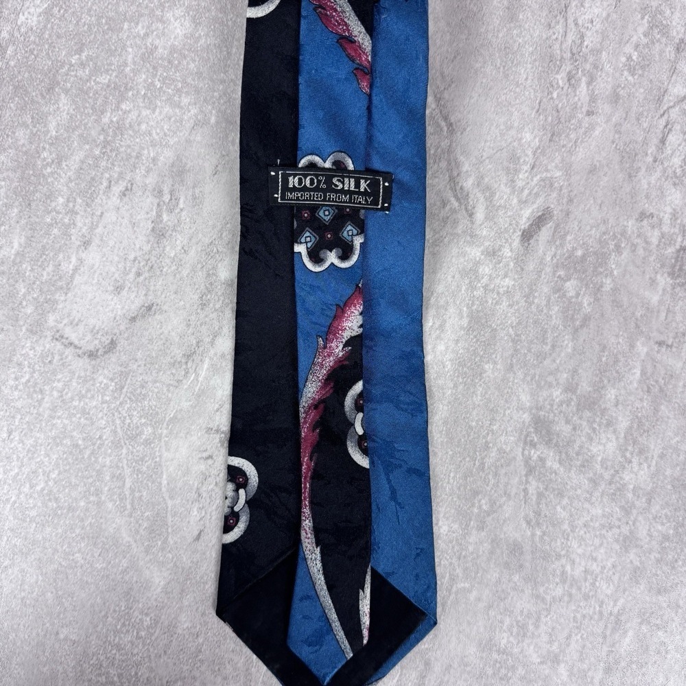 Vintage 1980s Italian All Silk Hand Made Mens Tie Made USA RARE - Picture 6 of 8